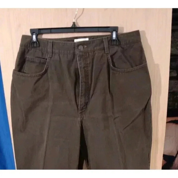 Talbots Petite (16) Womens Brown Jeans High Rise Tapered Leg 100% Cotton - Picture 1 of 7